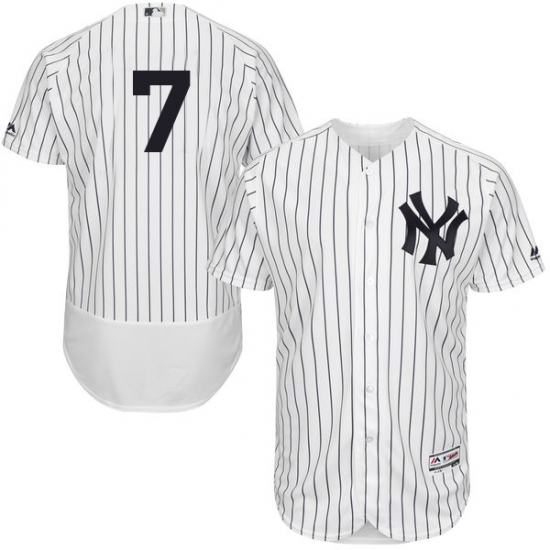Men's Majestic New York Yankees #7 Mickey Mantle White Home Flex Base Authentic Collection MLB Jersey - Ujersey