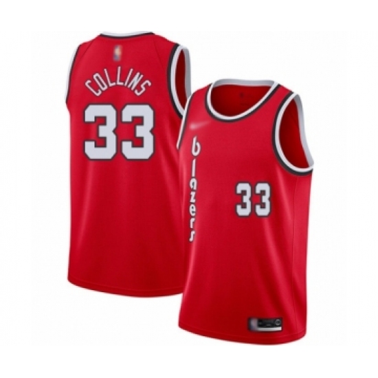 Men's Portland Trail Blazers #33 Zach Collins Authentic Red Hardwood Classics Basketball Jersey - Ujersey