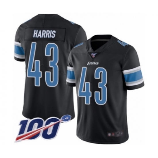 Men's Detroit Lions #43 Will Harris Limited Black Rush Vapor Untouchable 100th Season Football Jersey - Ujersey