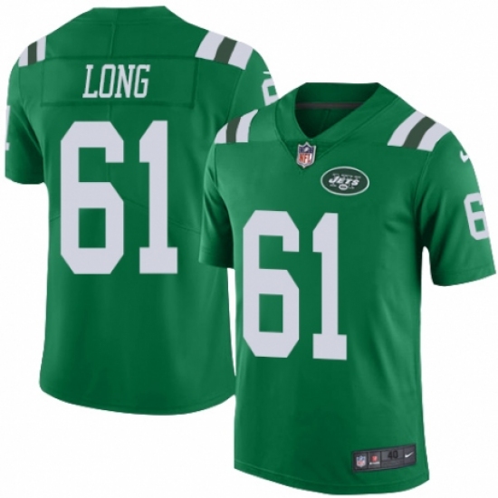 Men's Nike New York Jets #61 Spencer Long Elite Green Rush Vapor Untouchable NFL Jersey - Ujersey