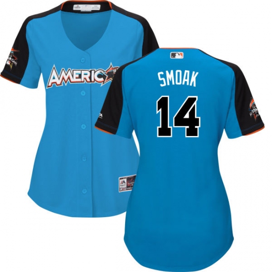 Women's Majestic Toronto Blue Jays #14 Justin Smoak Replica Blue American League 2017 MLB All-Star MLB Jersey - Ujersey