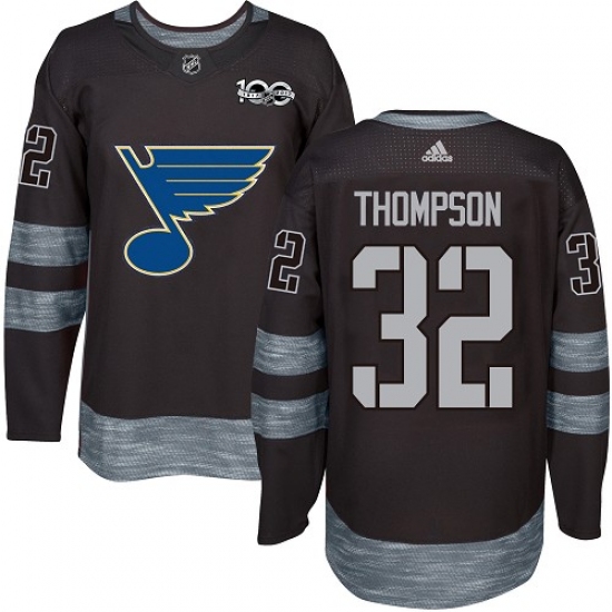 Men's Adidas St. Louis Blues #32 Tage Thompson Authentic Black 1917-2017 100th Anniversary NHL Jersey - Ujersey