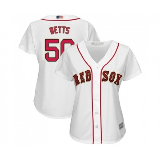 Women's Boston Red Sox #50 Mookie Betts Authentic White 2019 Gold Program Cool Base Baseball Jersey - Ujersey
