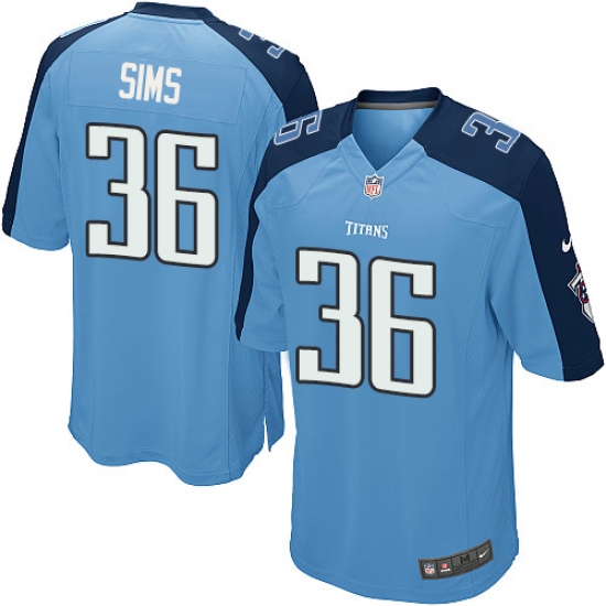 Men's Nike Tennessee Titans #36 LeShaun Sims Game Light Blue Team Color NFL Jersey