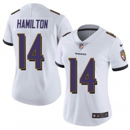 Women Baltimore Ravens #14 Kyle Hamilton White 2023 F U S E Vapor Jersey - Ujersey