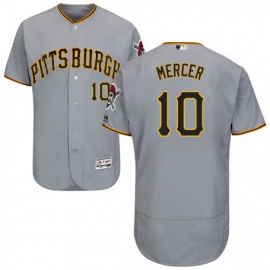 Men's Majestic Pittsburgh Pirates #10 Jordy Mercer Grey Road Flex Base Authentic Collection MLB Jersey - Ujersey