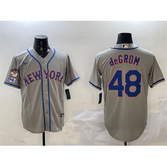 Men's New York Mets #48 Jacob DeGrom Grey 2025 Spring Training Cool Base Stitched Baseball Jersey - Ujersey