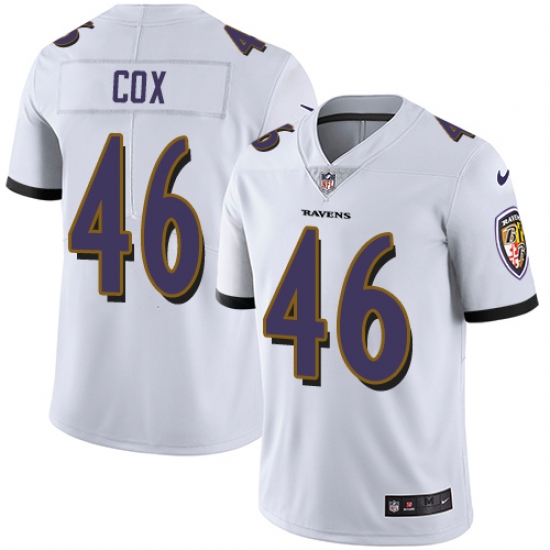 Youth Nike Baltimore Ravens #46 Morgan Cox White Vapor Untouchable Limited Player NFL Jersey - Ujersey
