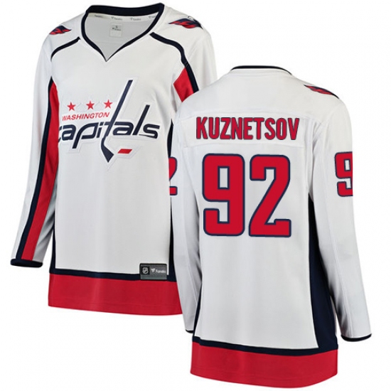 Women's Washington Capitals #92 Evgeny Kuznetsov Fanatics Branded White Away Breakaway NHL Jersey - Ujersey