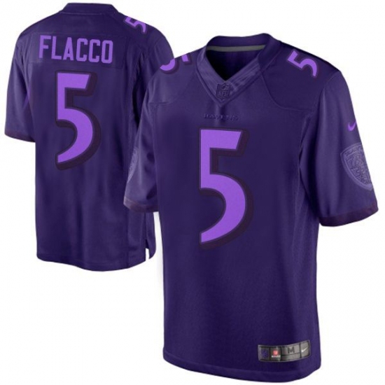 Men's Nike Baltimore Ravens #5 Joe Flacco Purple Drenched Limited NFL Jersey - Ujersey