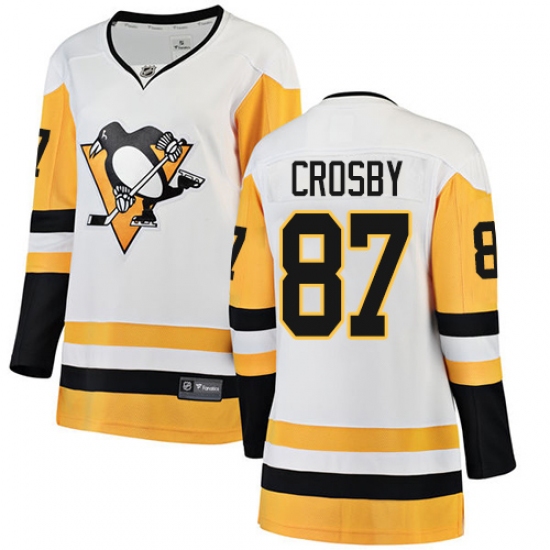 Women's Pittsburgh Penguins #87 Sidney Crosby Authentic White Away Fanatics Branded Breakaway NHL Jersey - Ujersey