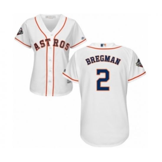 Women's Houston Astros #2 Alex Bregman Authentic White Home Cool Base 2019 World Series Bound Baseball Jersey - Ujersey