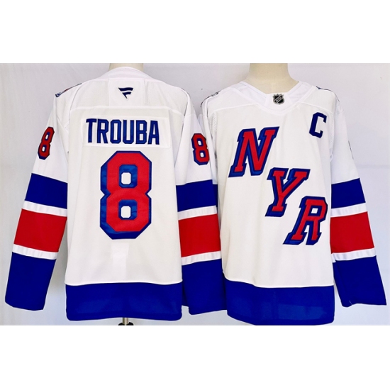 Men's New York Rangers #8 Jacob Trouba White 2024-25 Stadium Series Stitched Jersey - Ujersey