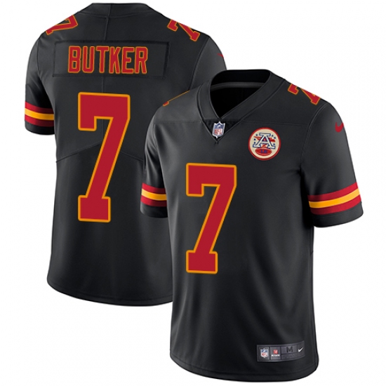 Men's Nike Kansas City Chiefs #7 Harrison Butker Limited Black Rush Vapor Untouchable NFL Jersey - Ujersey