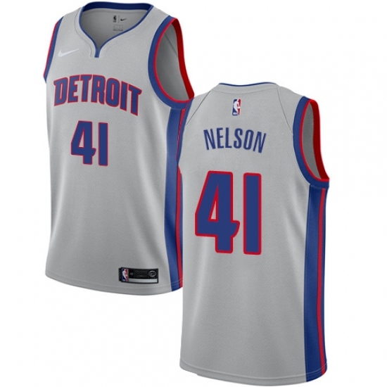 Women's Nike Detroit Pistons #41 Jameer Nelson Swingman Silver NBA Jersey Statement Edition - Ujersey