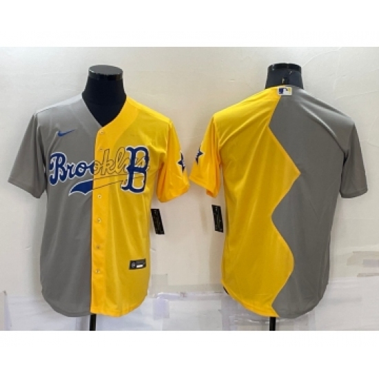 Men's Boston Red Sox Blank Grey Yellow Split Cool Base Stitched Jersey - Ujersey