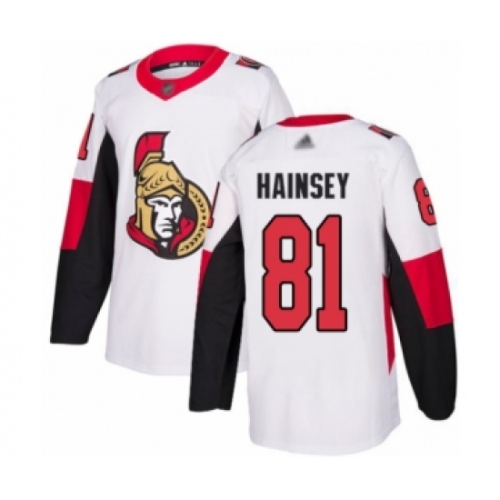 Men's Ottawa Senators #81 Ron Hainsey Authentic White Away Hockey Jersey - Ujersey