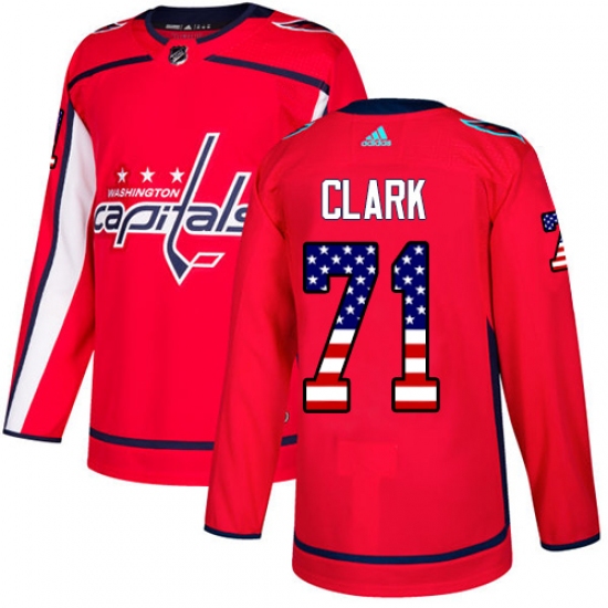 Men's Adidas Washington Capitals #71 Kody Clark Authentic Red USA Flag Fashion NHL Jersey - Ujersey