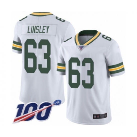Men's Green Bay Packers #63 Corey Linsley White Vapor Untouchable Limited Player 100th Season Football Jersey - Ujersey