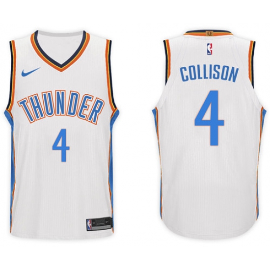 Nike NBA Oklahoma City Thunder #4 Nick Collison Jersey 2017-18 New Season White Jersey - Ujersey