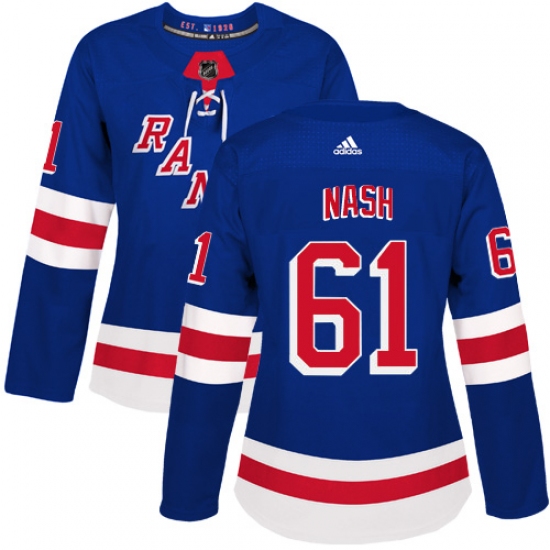 Women's Adidas New York Rangers #61 Rick Nash Authentic Royal Blue Home NHL Jersey - Ujersey