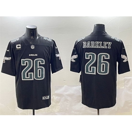 Men's Philadelphia Eagles #26 Saquon Barkley Black Fashion With 3 Star C Vapor Untouchable Limited Stitched Football Jersey - Ujersey