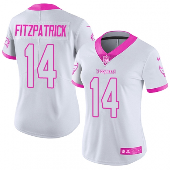 Women's Nike Tampa Bay Buccaneers #14 Ryan Fitzpatrick Limited White/Pink Rush Fashion NFL Jersey - Ujersey
