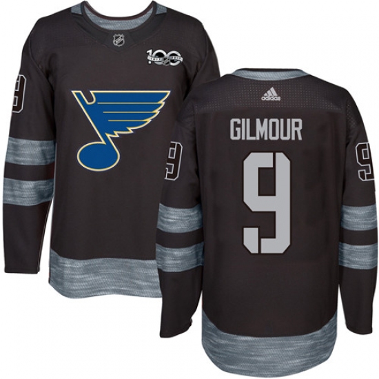 Men's Adidas St. Louis Blues #9 Doug Gilmour Authentic Black 1917-2017 100th Anniversary NHL Jersey