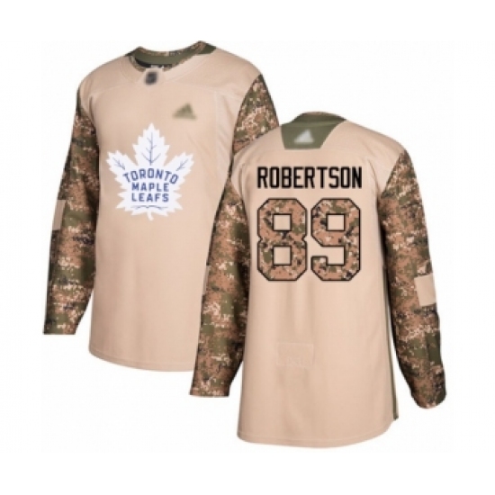 Men's Toronto Maple Leafs #89 Nicholas Robertson Authentic Camo Veterans Day Practice Hockey Jersey - Ujersey