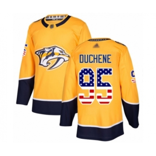 Men's Nashville Predators #95 Matt Duchene Authentic Gold USA Flag Fashion Hockey Jersey - Ujersey