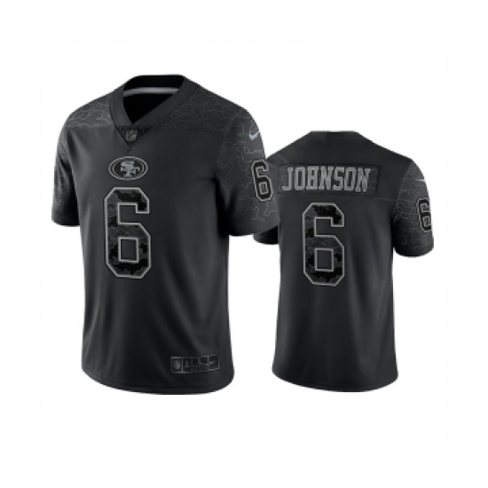 Men's San Francisco 49ers #6 Marcus Johnson Black Reflective Limited Stitched Football Jersey - Ujersey