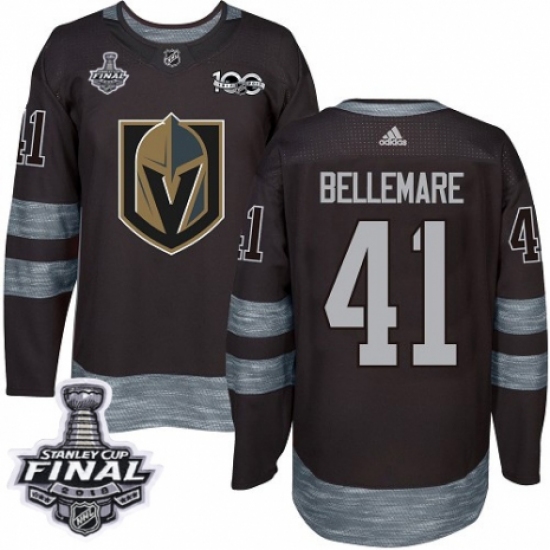 Men's Adidas Vegas Golden Knights #41 Pierre-Edouard Bellemare Authentic Black 1917-2017 100th Anniversary 2018 Stanley Cup Final NHL Jersey - Ujersey