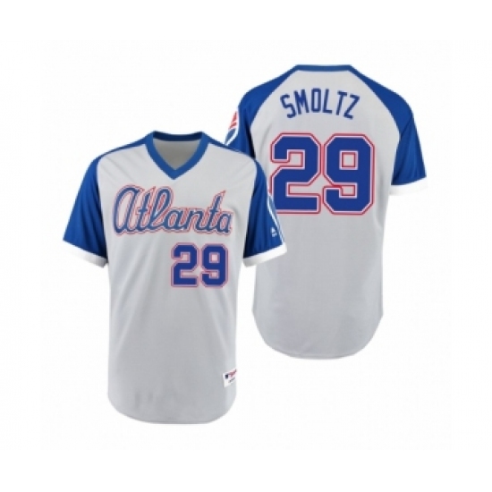 Men's Braves #29 John Smoltz Gray Royal 1979 Turn Back the Clock Authentic Jersey