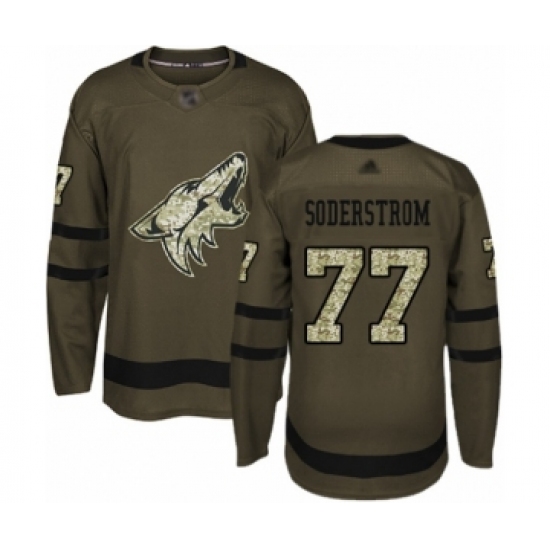 Youth Arizona Coyotes #77 Victor Soderstrom Authentic Green Salute to Service Hockey Jersey - Ujersey