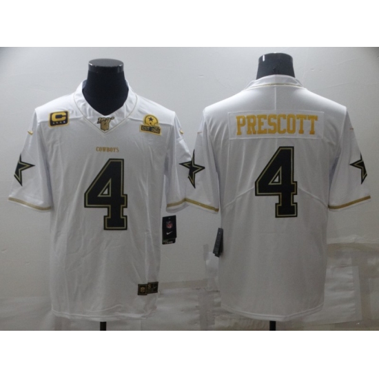 Men's Dallas Cowboys #4 Dak Prescott White Gold Limited Player Jersey - Ujersey