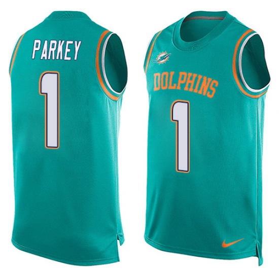 Men's Nike Miami Dolphins #1 Cody Parkey Limited Aqua Green Player Name & Number Tank Top NFL Jersey - Ujersey
