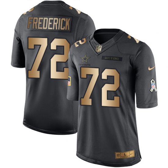 Men's Nike Dallas Cowboys #72 Travis Frederick Limited Black/Gold Salute to Service NFL Jersey - Ujersey