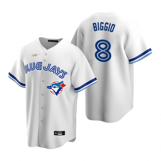 Men's Nike Toronto Blue Jays #8 Cavan Biggio White Cooperstown Collection Home Stitched Baseball Jersey - Ujersey