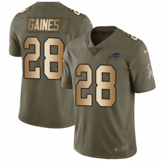Youth Nike Buffalo Bills #28 Phillip Gaines Limited Olive/Gold 2017 Salute to Service NFL Jersey - Ujersey
