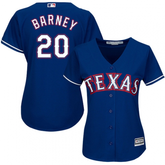 Women's Majestic Texas Rangers #20 Darwin Barney Authentic Royal Blue Alternate 2 Cool Base MLB Jersey - Ujersey