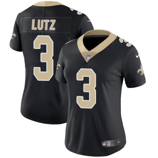 Women's Nike New Orleans Saints #3 Will Lutz Black Team Color Vapor Untouchable Limited Player NFL Jersey - Ujersey