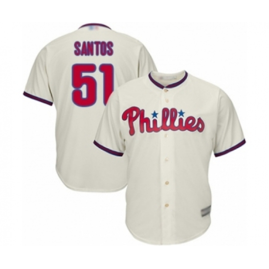 Youth Philadelphia Phillies #51 Enyel De Los Santos Authentic Cream Alternate Cool Base Baseball Player Jersey - Ujersey