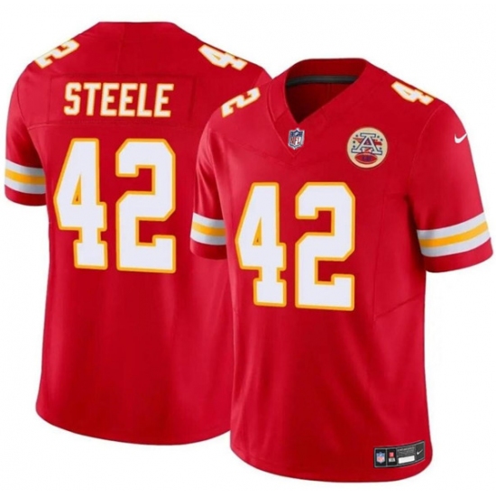 Men's Kansas City Chiefs #42 Carson Steele Red F.U.S.E. Vapor Untouchable Limited Football Stitched Jersey - Ujersey