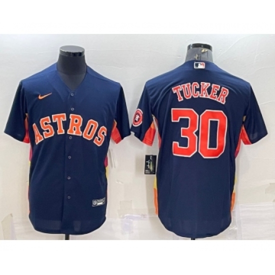 Men's Houston Astros #30 Kyle Tucker Navy Blue With Patch Stitched MLB Cool Base Nike Jersey - Ujersey