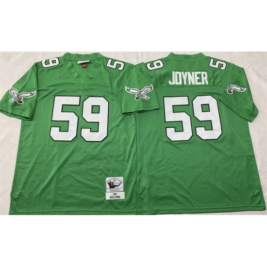 Men's Philadelphia Eagles #59 Seth Joyner Kelly Green Throwback Stitched Football Jersey - Ujersey