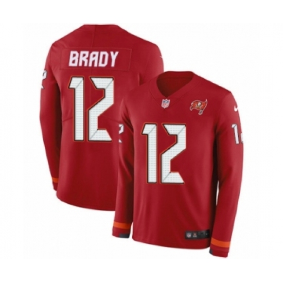 Men's Tampa Bay Buccaneers #12 Tom Brady Limited Red Therma Long Sleeve Football Jersey - Ujersey