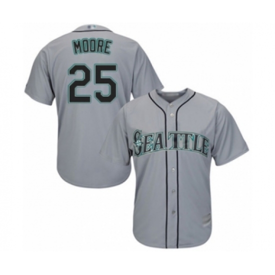 Youth Seattle Mariners #25 Dylan Moore Authentic Grey Road Cool Base Baseball Player Jersey