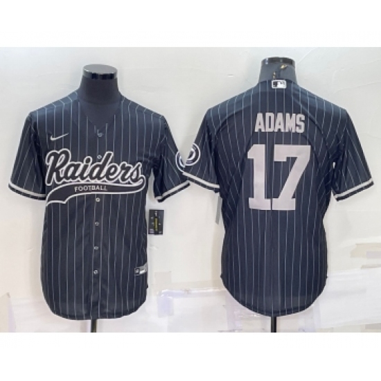 Men's Las Vegas Raiders #17 Davante Adams Black With Patch Cool Base Stitched Baseball Jersey - Ujersey