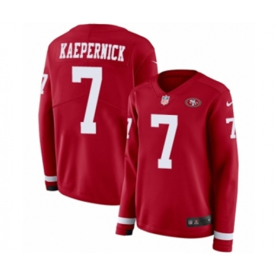 Women's Nike San Francisco 49ers #7 Colin Kaepernick Limited Red Therma Long Sleeve NFL Jersey - Ujersey