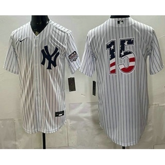 Men's New York Yankees #15 Thurman Munson White 2026 USA 250 Fourth of July Home Stadium Stitched Jersey